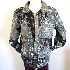EIGHTY EIGHT Quilted Multi-Print Collared Long Sleeve Chore Jacket--NWT--S